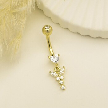 Kalp Taşlı Sallantılı Göbek Piercing - Dianora (1)