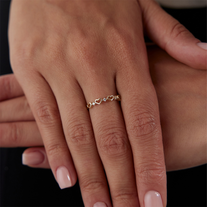 Kalp ve Taş Bezeli Yüzük - Nüans (1)