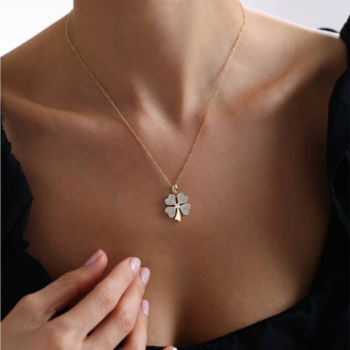 Kalpleri Taş Yonca Kolye - 1