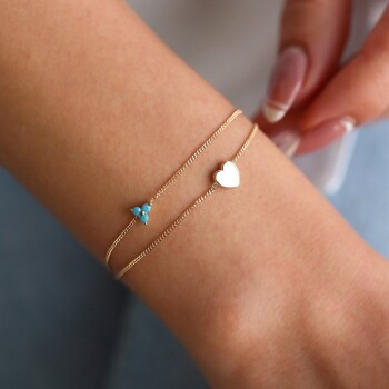 Kalpli Firuzeli İkili Bileklik - Rayna