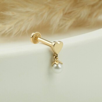 Kalpli İnci Sallantılı Minimal Tragus Piercing - 3