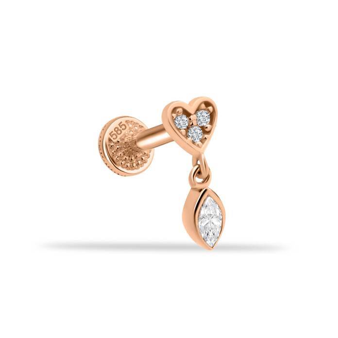 Kalpli Mekik Taş Sallantılı Minimal Tragus Piercing - 1