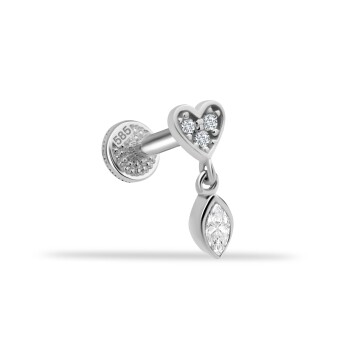 Kalpli Mekik Taş Sallantılı Minimal Tragus Piercing - 3