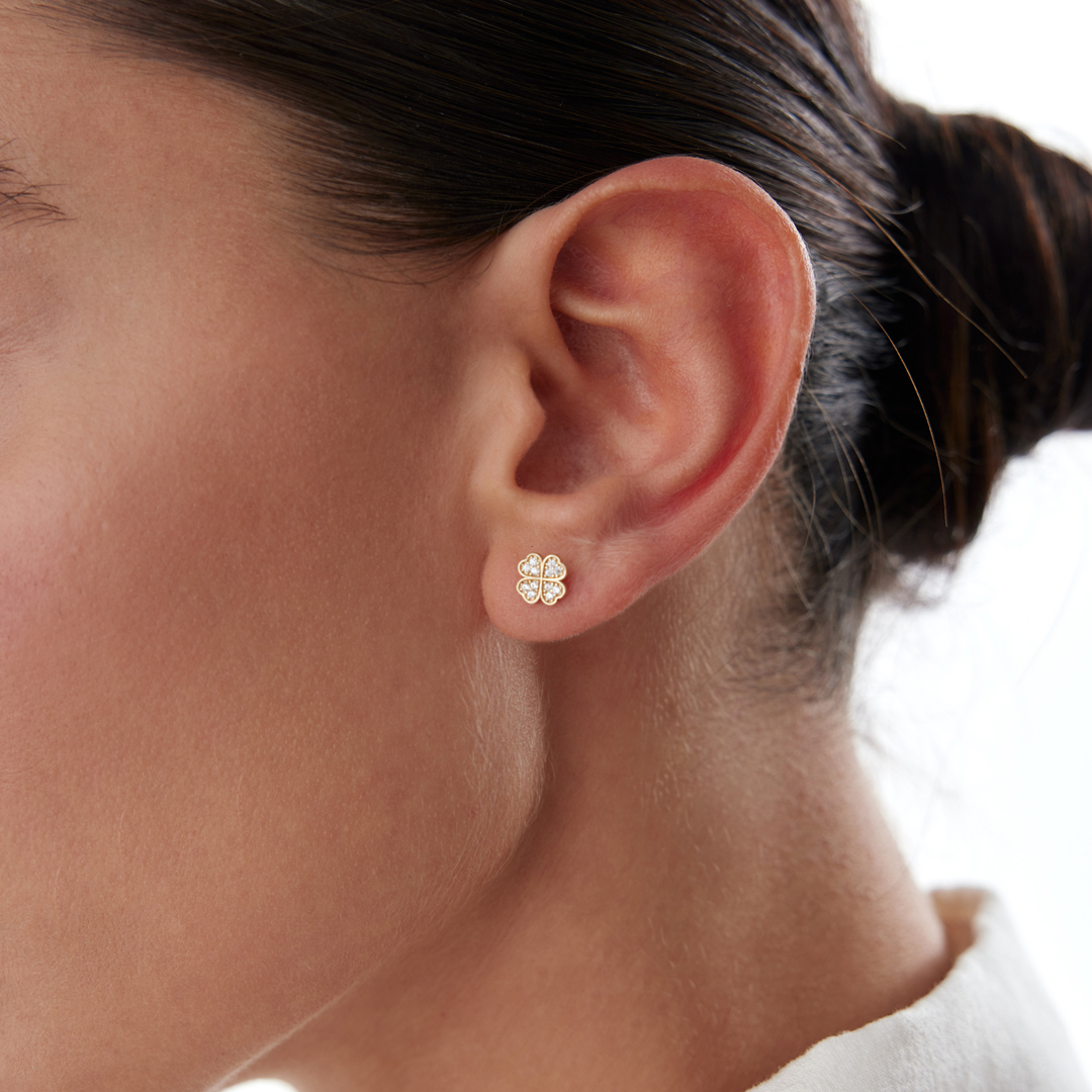 Kalpli Yonca Vidalı Küpe - 2