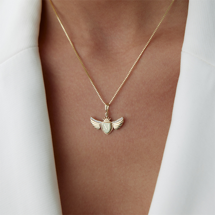 Kanat Detaylı Harf Kolye - Mazi