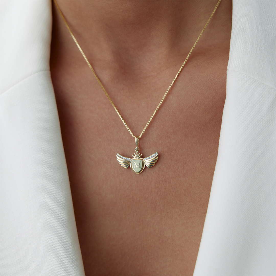 Kanat Detaylı Harf Kolye - 3