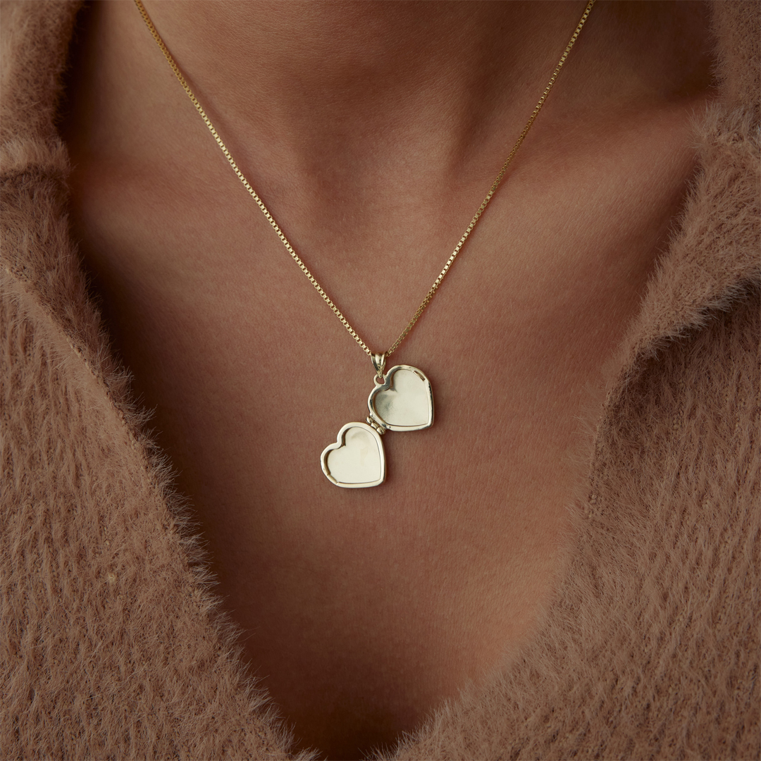 Kapaklı Sakura Kalp Kolye - 2