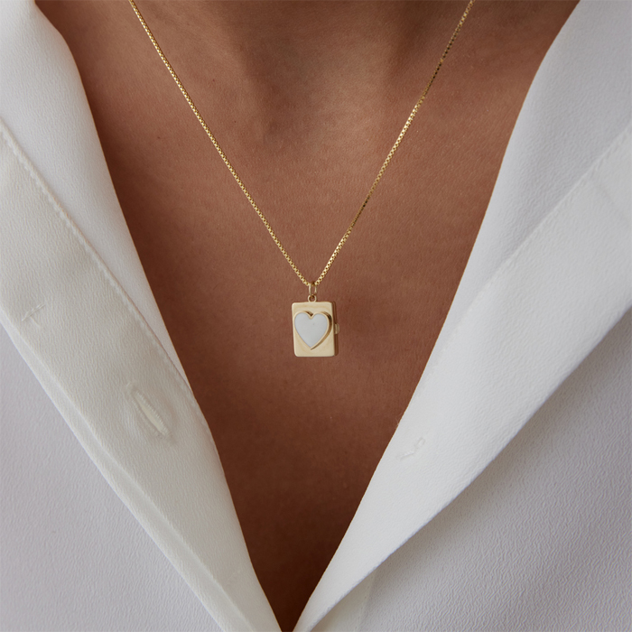 Kapaklı White Kalp Kolye - Gökhan Bera