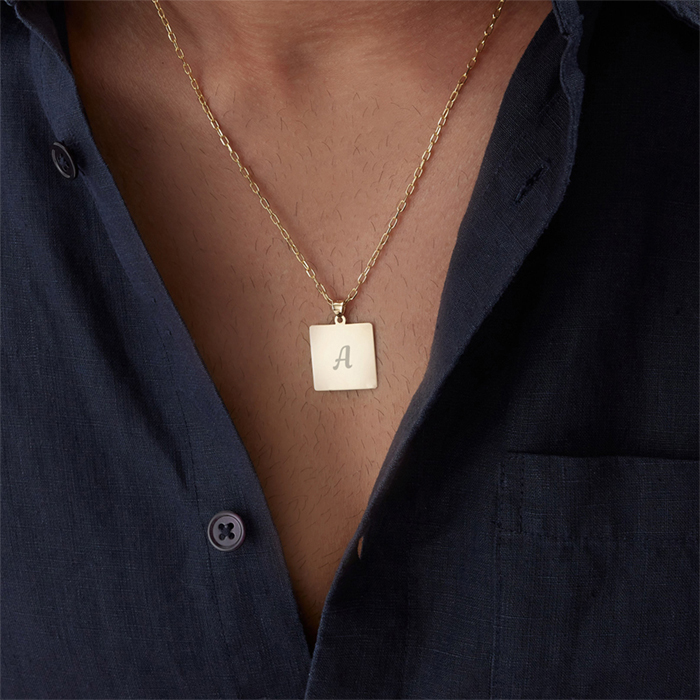 Kare Plaka Erkek Kolye - Koçak (1)