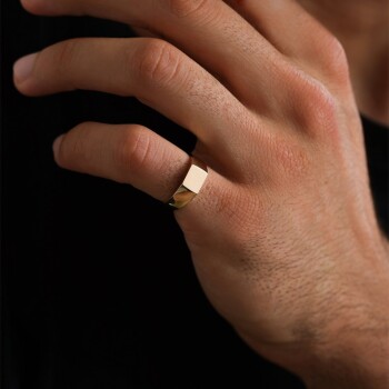 Kare Plaka Erkek Yüzük - 4