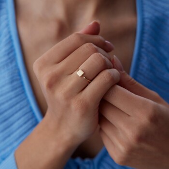 Kare Plakalı Kavuşan Yüzük - Alen (1)