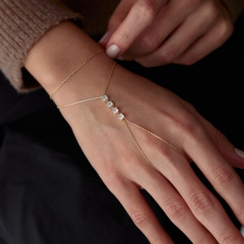 Kare Taşlı 14 Ayar Kadın Altın Şahmeran - Rayna