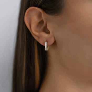 Kare Taşlı Halka Küpe - Alen