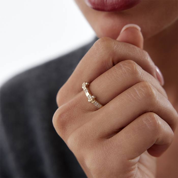 Kare Taşlı Vidalı Yüzük - Mazal (1)