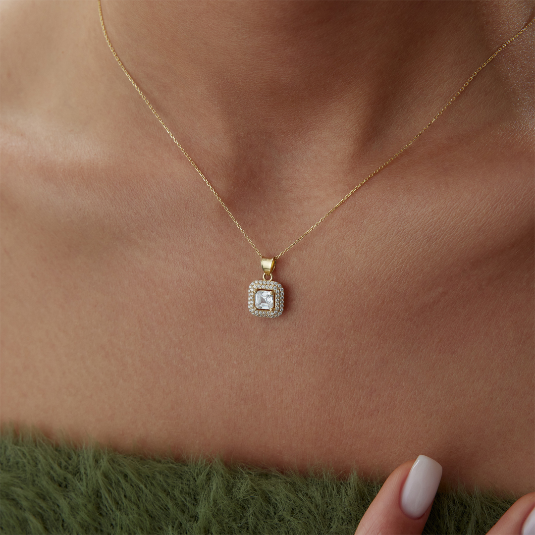 Kare Tektaş Kolye - 3