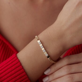 Kare ve Taşlı Örüntü Bileklik - Rayna