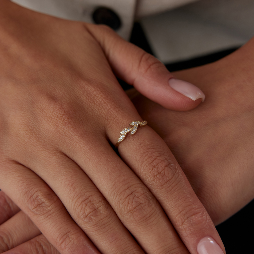 Karşılıklı Yaprak Taşlı Yüzük - 2