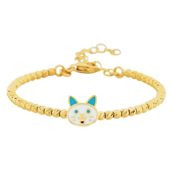 Kedi Figürlü Doricalı 14 Ayar Altın Kadın Bileklik - Melike