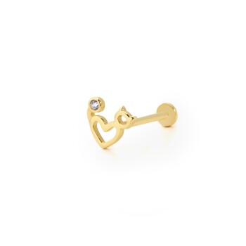 Kedi Sevgisi Tektaş Model Tragus Piercing - 1