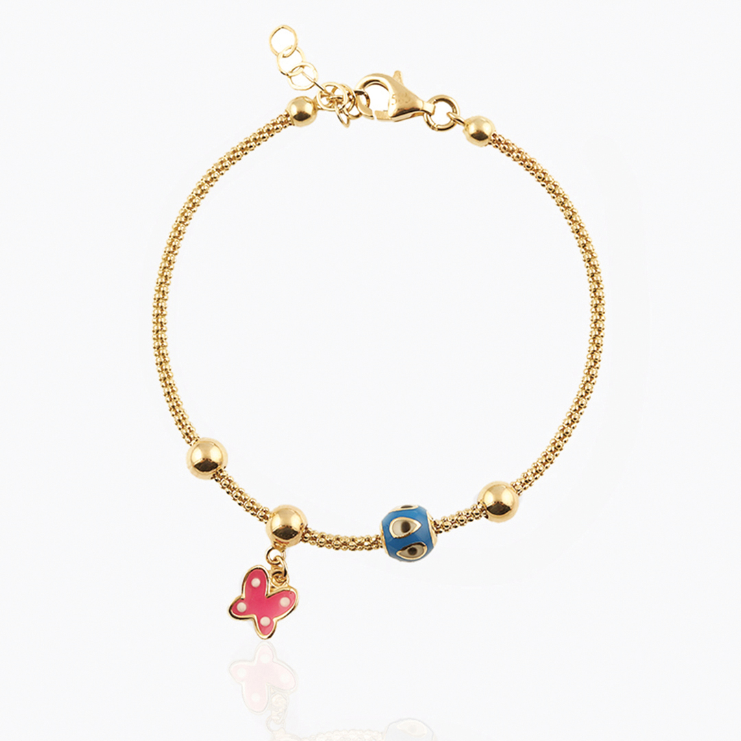 Kelebek Sallantılı Mavi Göz Çocuk Bilekliği - 1