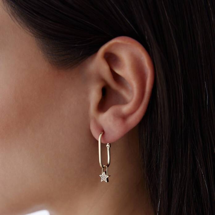 Kilit Yıldız Sallantılı Ataç Küpe - 1