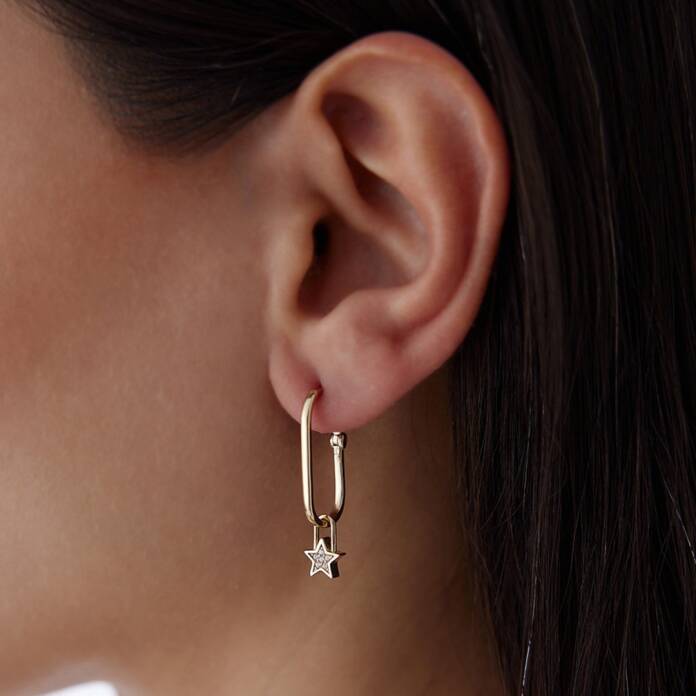 Kilit Yıldız Sallantılı Ataç Küpe - 2