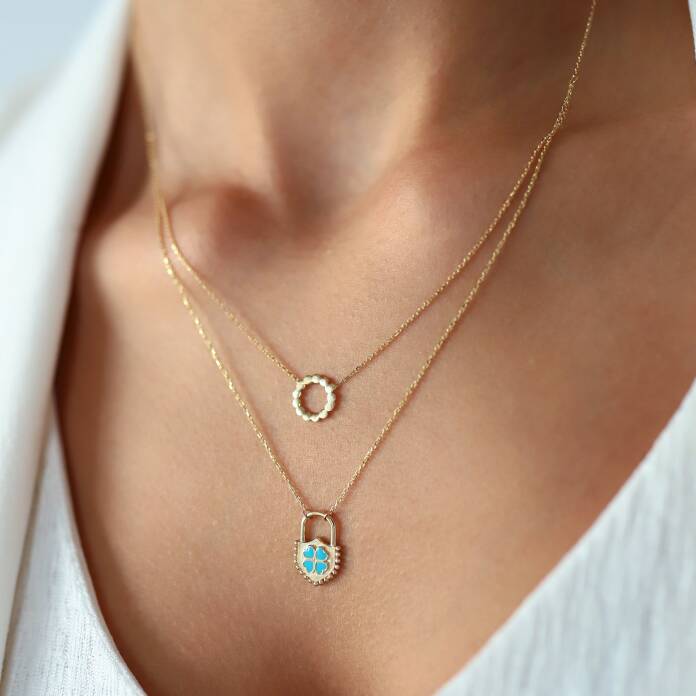 Kilitli Çelenk İkili Kolye - 1