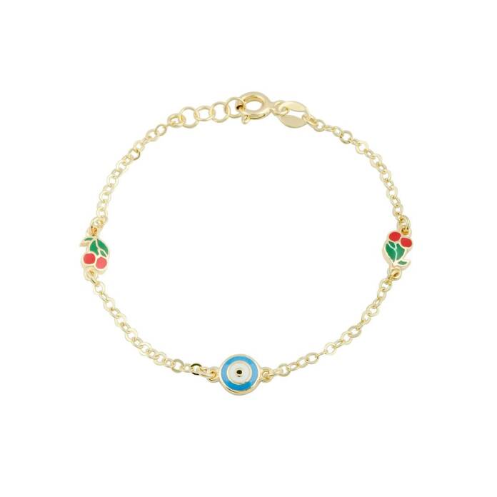 Kirazlı Nazar Boncuğu Çocuk Bilekliği - 1