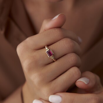 Kırmızı Baget Burgu Yüzük - 1