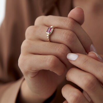 Kırmızı Baget Burgu Yüzük - 2