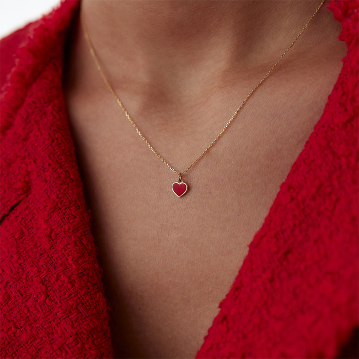 Kırmızı Kalp Kolye - Alen