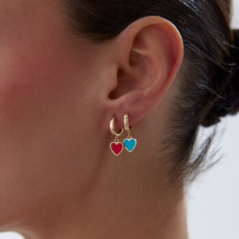 Kırmızı Kalp Sallantılı Küpe - 3