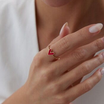 Kırmızı Kalp Yüzük - 1