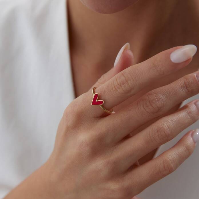 Kırmızı Kalp Yüzük - 1