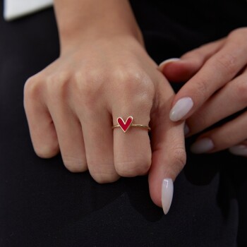 Kırmızı Kalp Yüzük - 2