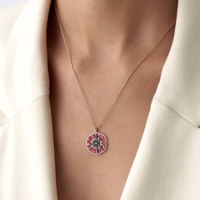 Kırmızı Mineli Pusula Kolye - 2