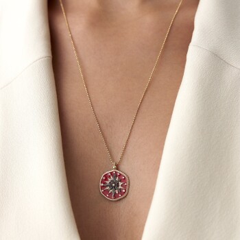 Kırmızı Mineli Pusula Kolye - 3