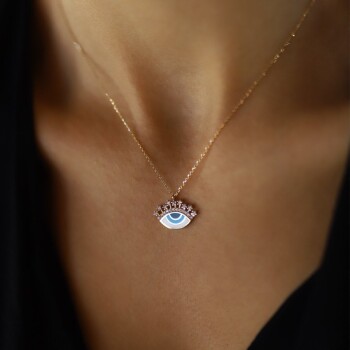 Kirpik Detay Mineli Kolye - Cemart