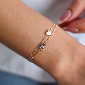 Kirpikli Kalpli İkili Bileklik - Rayna