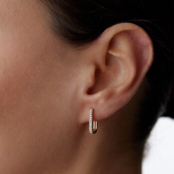 Kısa Oluklu Köşeli Taşlı Ataç Küpe - CNR