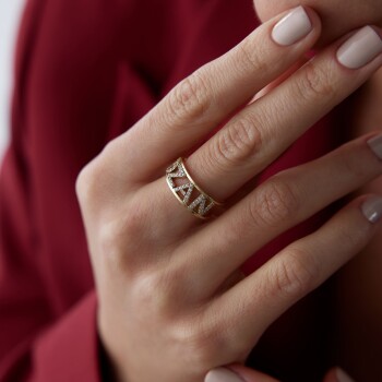 Kişiye Özel Tasarım İsim Yüzük - Özkonak