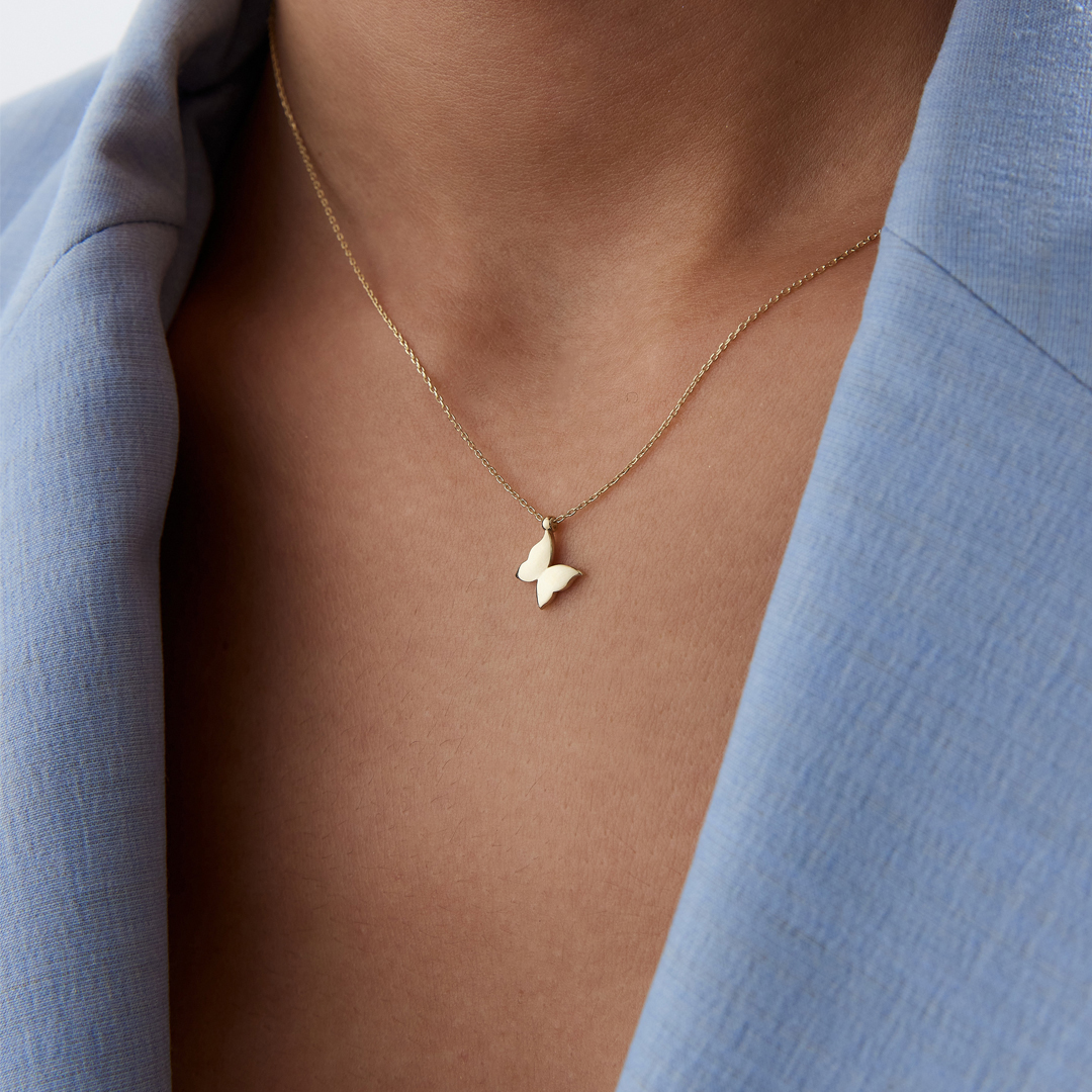 Klasik Sade Kelebek Kolye - 2