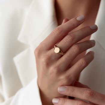 Kolu Taşlı Oval Şovalye Yüzük - Rayna (1)