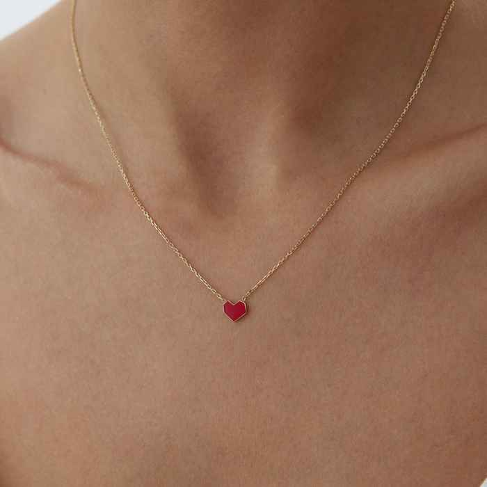 Köşeli Kalp Kolye - Alen