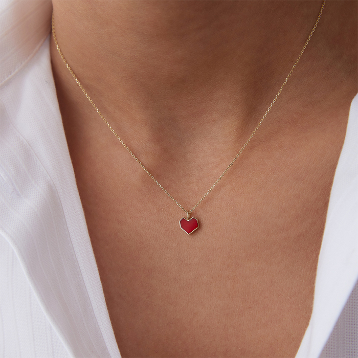 Köşeli Kalp Kolye - Alen