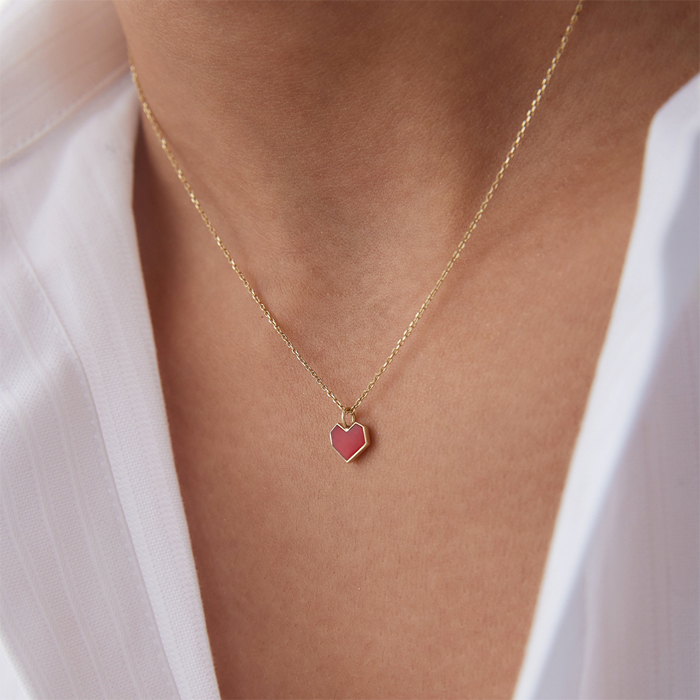 Köşeli Kalp Kolye - Alen (1)