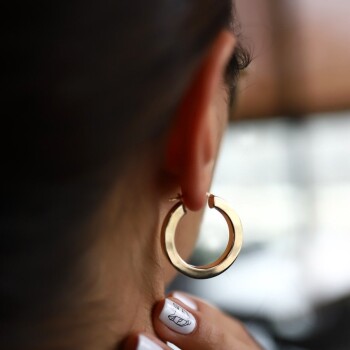 Köşeli Kaset Halka Küpe - Tuana