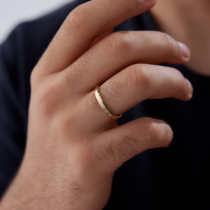 Köşeli Ortası Mat Erkek Alyans - 1