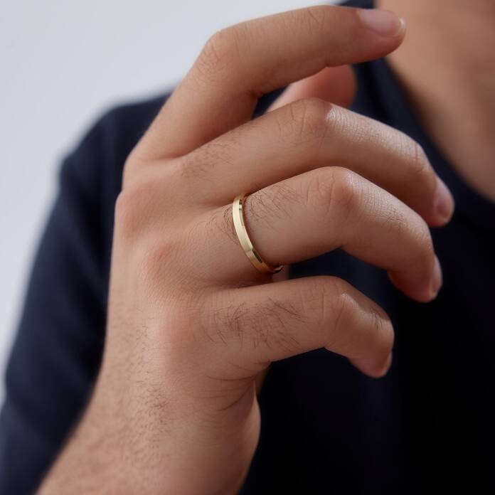 Köşeli Ortası Mat Erkek Alyans - 2