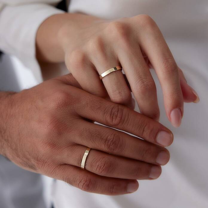 Köşeli Parlak Çift Alyans - 2